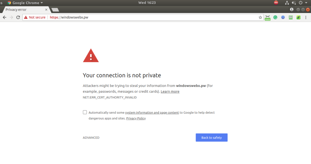 Website shows not secure